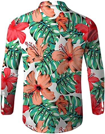 XXBR Mens Hawaiian חולצות כפתור שרוול ארוך למטה היפי דש צווארון חוף צמרות חולצת פרחים טרופית חולצת אלוהה