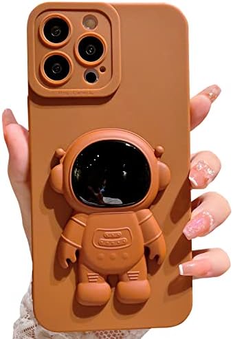 תואם לאייפון 13 פרו מקס חמוד מקרה, 6 ד אסטרונאוט מוסתר סטנד טלפון מקרה עבור נשים בנות רך עמיד הלם כיסוי
