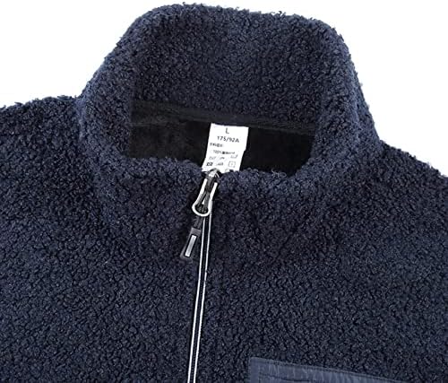 מעילי פליס של Beuu לגברים, רוכסן שרוול ארוך רוכסן צווארון מעיל סוודר סוודר מזדמן רזה מתאים לחורף חום