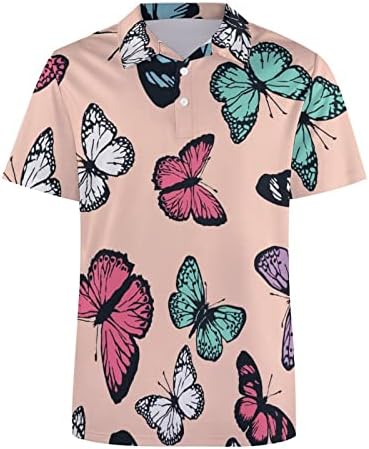 חמוד עף פרפרים דפוס גברים של פולו חולצה קצר שרוול כפול הטה צווארון מזדמן חולצה טי חולצות