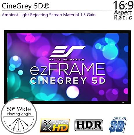 מסכי עילית ezframe cinegrey 5d, 180 אלכסון 16: 9, 8k 4k Ultra HD Ared Adure Light Light דחיית אור סביבה