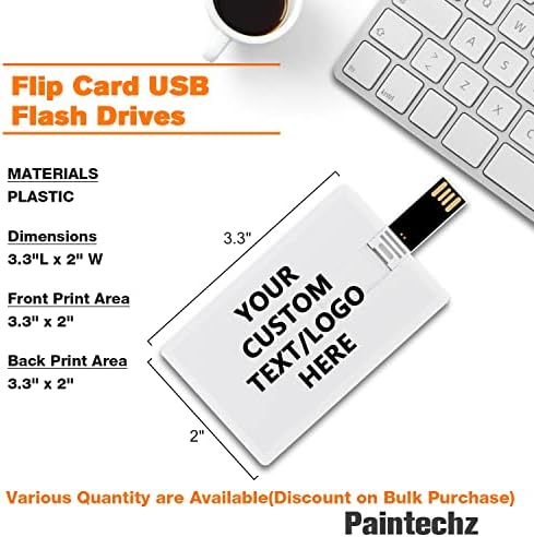 Paintechz כרטיס אשראי מותאם אישית USB כונני פלאש 50 חבילה, טקסט לוגו בהתאמה אישית - כמתנות ארגוניות
