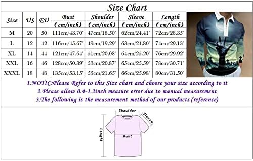XXBR ליל כל הקדושים חולצות גולף, צווארון מפנה ליל כל הקדושים מצחיק דלעת גרפית רוח רפאים שרוול ארוך מסיבת