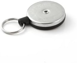 סליל נשלף תעשייתי מפתח-באק עם כבל קוולר 48, גב רגיל, חזית שחורה, 8 עוז. הכחשה, פיצול טבעת
