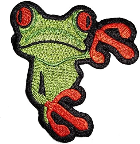 עור צפרדעי עץ ירוק וכתום עור על אופנוען רקום-ירוק-בינוני-בינוני