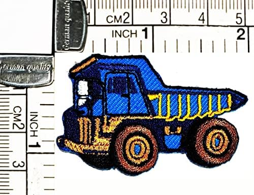 קליינפלוס 2 יחידות. מיני מזבלה משאית תיקון מלאכות אמנויות תפירת תיקון כחול רכב קריקטורה רקום ברזל על