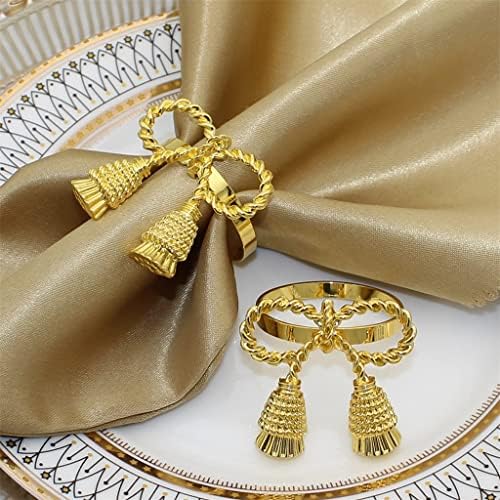 XJJZS 12/PCS מפיות זהב טבעות מפיות מתכתיות מחזיקי מפיות לחג המולד לחג המולד לחתונה קישוטי שולחן מסיבות