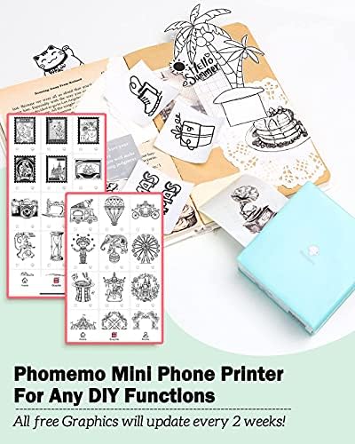Phomemo M02 Pocket Pocket- מדפסת טלפון Mini Bluetooth תרמית עם 3 נייר רולס, ליצירת DIY, הערות לימוד,