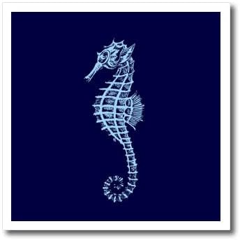 3 דרוז סגנון קעקוע חמוד של סוס ים בכחול ואפור - ברזל על העברות חום