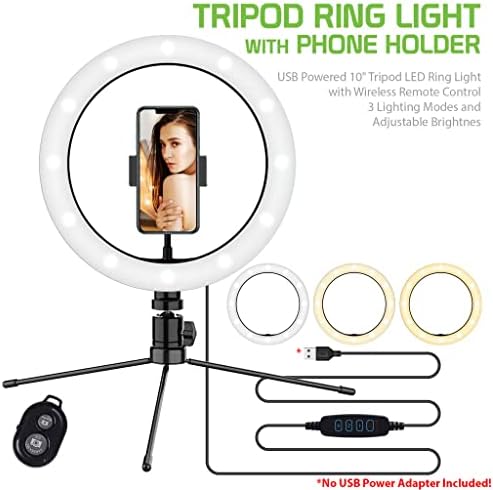 טבעת סלפי בהירה אור תלת צבעוני תואם לפרפר ההייטק שלך 2 10 אינץ ' עם שלט לשידור חי / איפור/יוטיוב / טיקטוק/וידאו