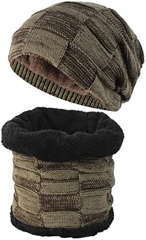חורף כפת כובע ואינסופי צעיף עם ברים חם כפול לסרוג שרוול כפת כובע צעיפי עבור גברים נשים