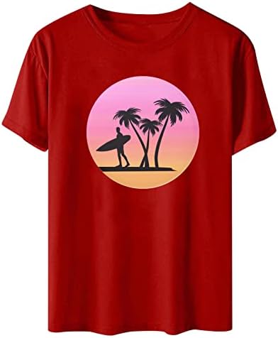 חולצות חוף בהוואי חולצת טריקו של עץ דקל נשים שרוול קצר