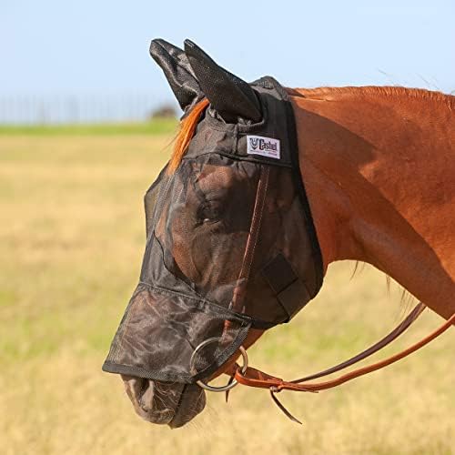 מסכת זבוב סוס נסיעה שקטה של קאשל עם אף ואוזניים ארוכות, שחור, גמל