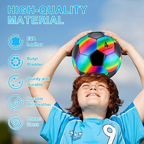 RETISEE 2 PCS RAINBOW כדורגל כדור כדורגל גודל רשמי לילדים בני נוער עם נוער עם מכונת משאבה תפרים כדורגל