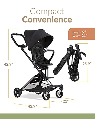 Unilove on the Go 2-in-1 קל משקל ועגלה מסגרת עם מושב פעוט הפיך, Bubble Black