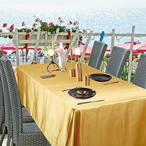 Aksipo 2 חבילה מפת שולחן סאטן זהב מכסה שולחן שולחן חלק שולחן שולחן פרימיום שולחן מלבן משי מלבן מלבן