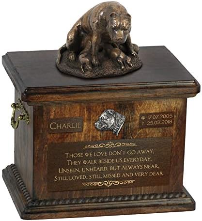 סטאפורדשייר בול טרייר אמא, כד עבור כלב אפר זיכרון עם פסל, לחיות מחמד של שם וציטוט-ארטדוג אישית