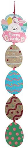 שלט ביצת חג הפסחא שמח - קישוט ארנב מלא עם מבטא נצנצים - 24.5 אינץ 'x 5.25 אינץ' לרוחב